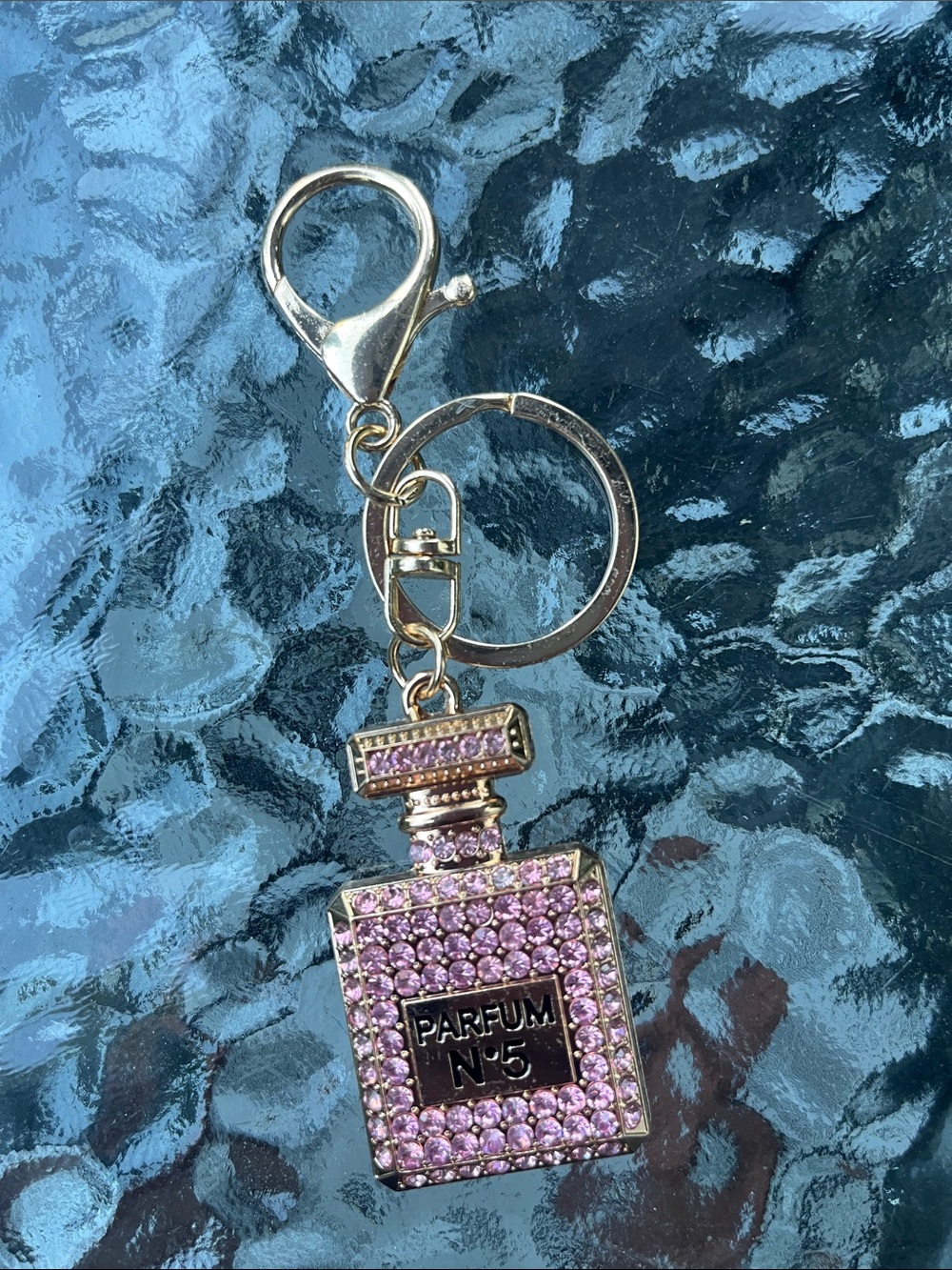 Pink Crystal Bottle Keychain